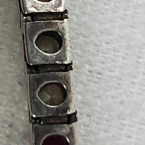 Gorgeous Red Stone & Crystal Silver 925 Tennis Bracelet  7" 14 Grams - Picture 12 of 13